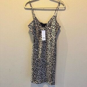 French Connection Womens Size 8 Leopard Print‎ Slip Dress Spaghetti Strap Party
